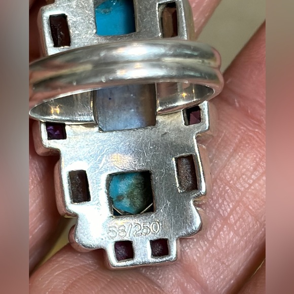 Nicky Butler Raj Rajaglow Blue Turquoise & Multi Gemstone -Sterling Silver ring - Picture 6 of 9